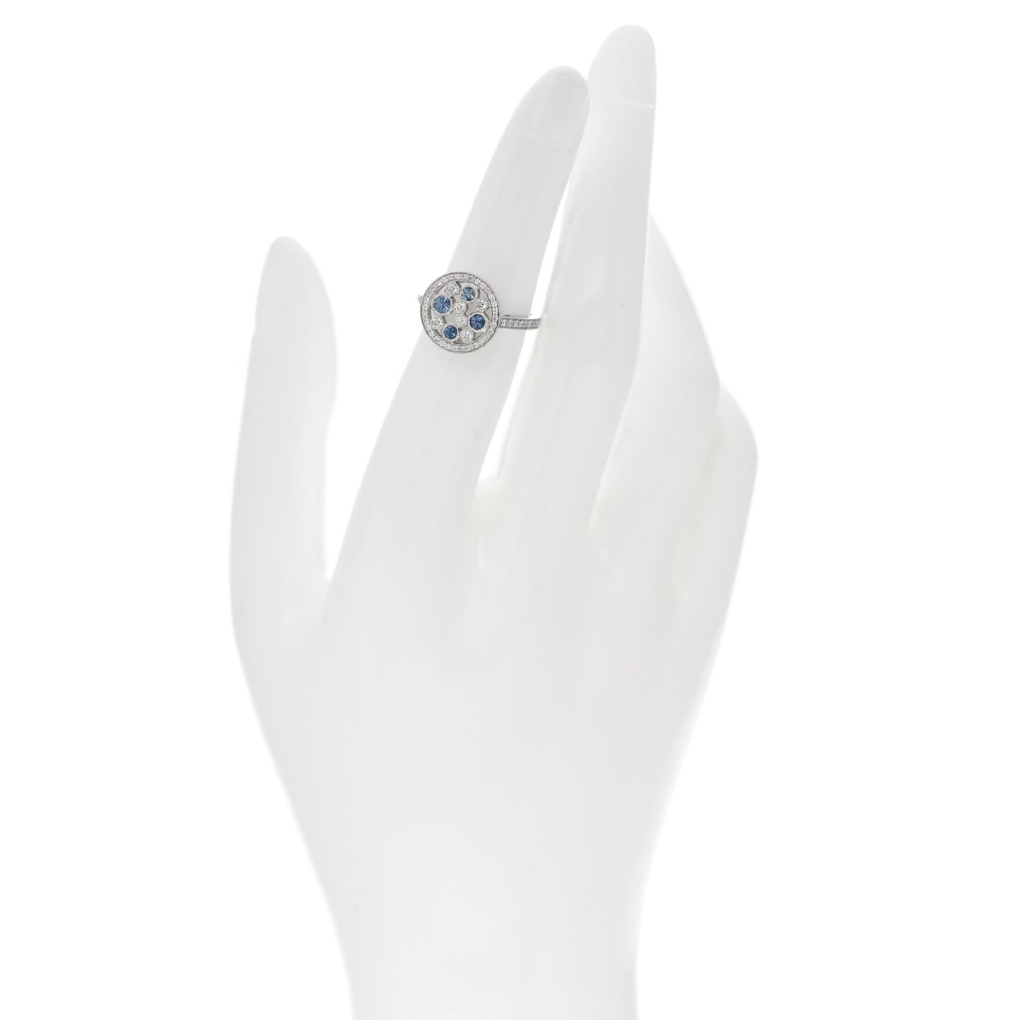 Platinum Diamond Blue Sapphire Cobblestone Ring 49 5