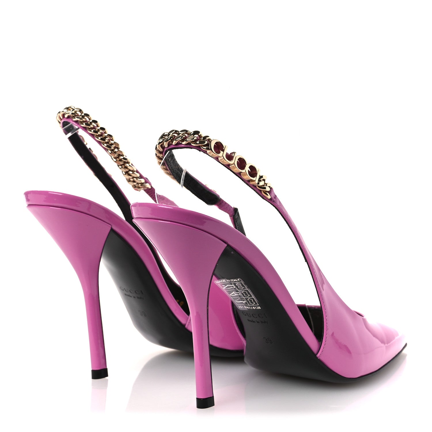 Gucci Vernice Crystal Nappa Charlotte Signoria 105 Slingback Pumps 39 Libre Pink 5 of 13