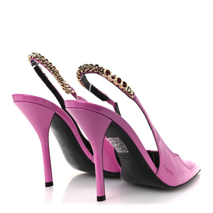 Gucci Vernice Crystal Nappa Charlotte Signoria 105 Slingback Pumps 39 Libre Pink 5 of 13