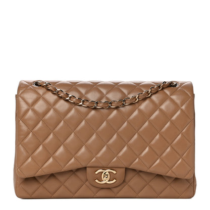 Chanel Lambskin Quilted Maxi Double Flap Beige 1 of 11