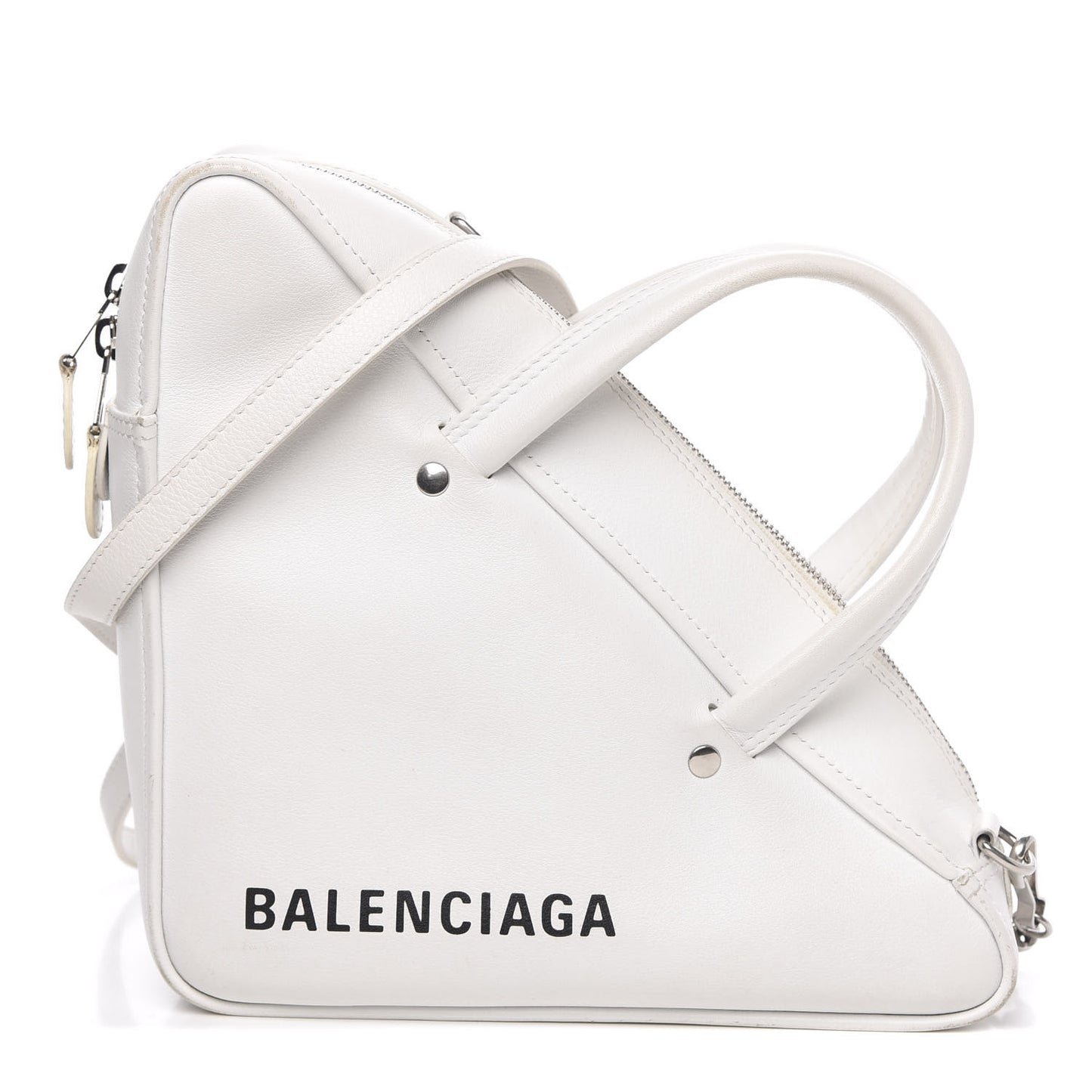 Calfskin S Triangle Duffle White