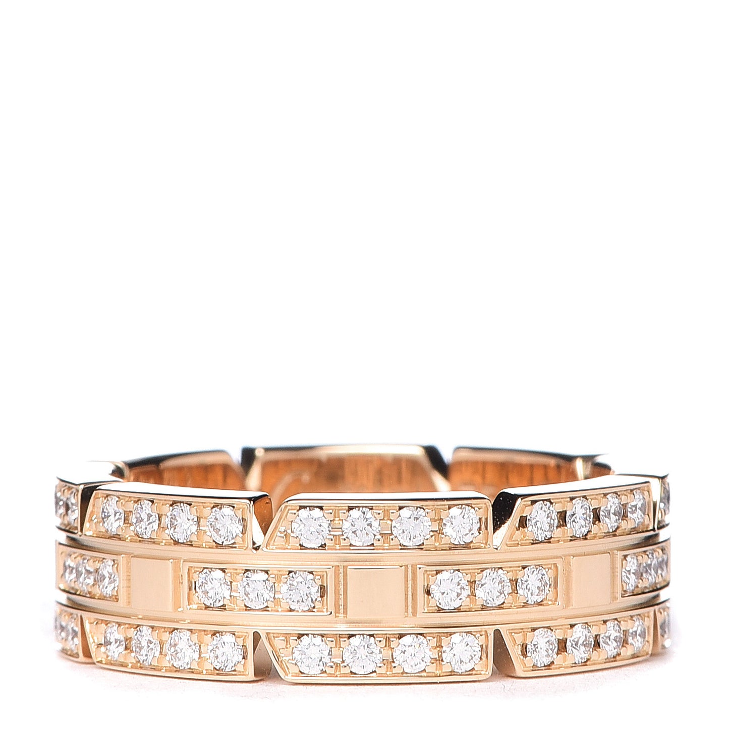 18K Yellow Gold Diamond 6mm Tank Francaise Ring 52 6