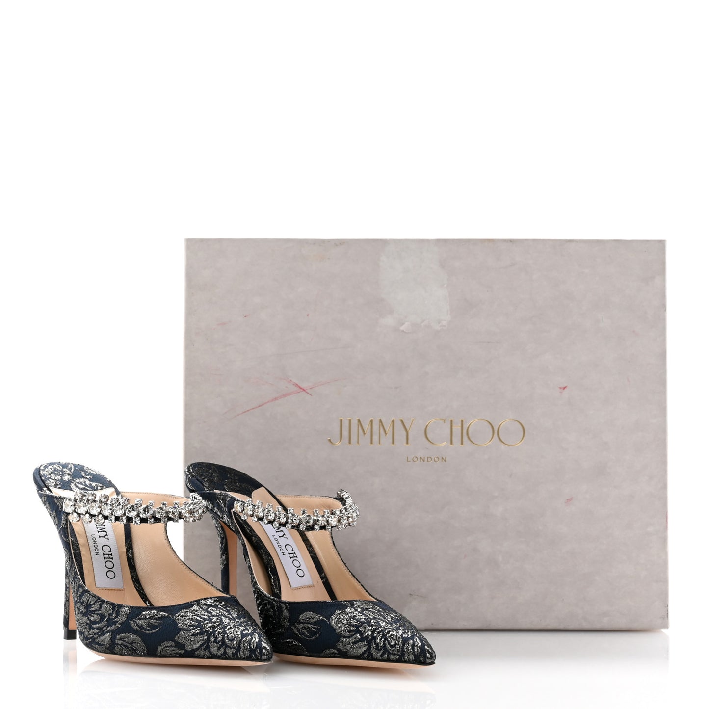 Brocade Fabric Crystal Bing 100 Pumps 36 Navy Anthracite