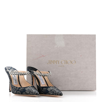 Jimmy Choo Brocade Fabric Crystal Bing 100 Pumps 36 Navy Anthracite 8 of 8