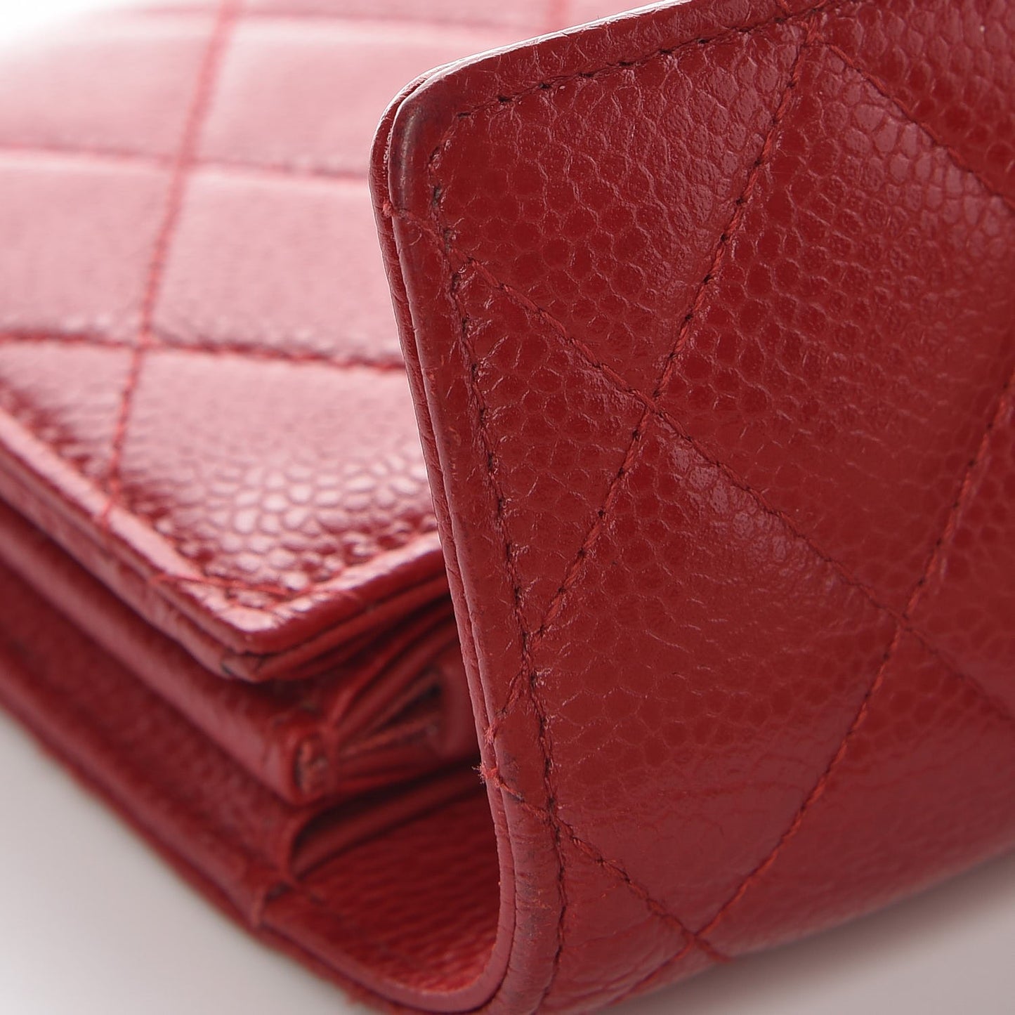 Caviar Quilted Large Gusset Flap Wallet Red