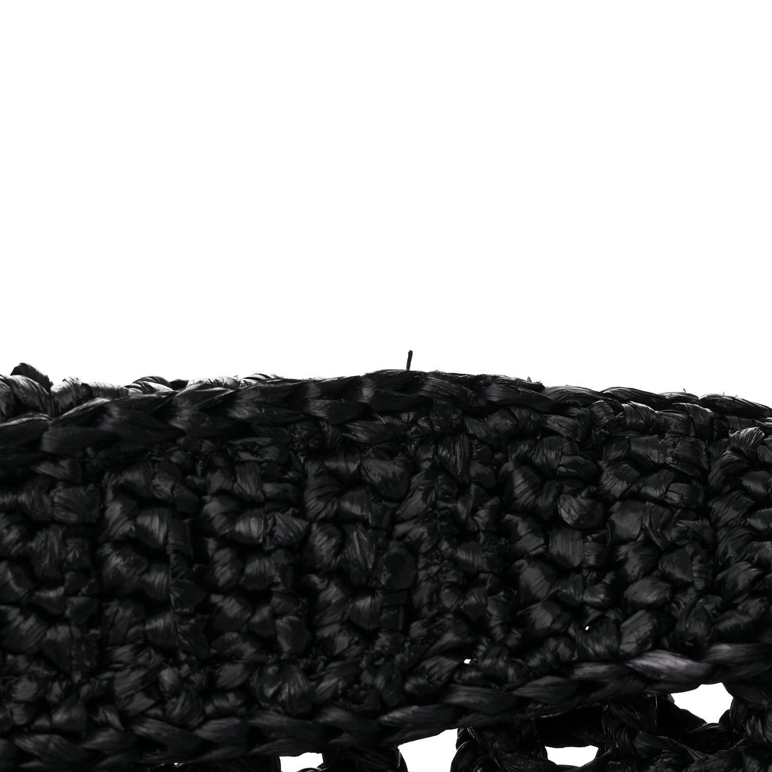 Prada Yarn Raffia Effect Crochet Logo Embroidered Tote Bag Black 11 of 11