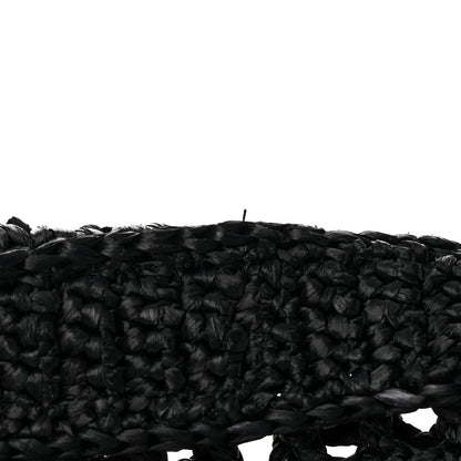 Prada Yarn Raffia Effect Crochet Logo Embroidered Tote Bag Black 11 of 11