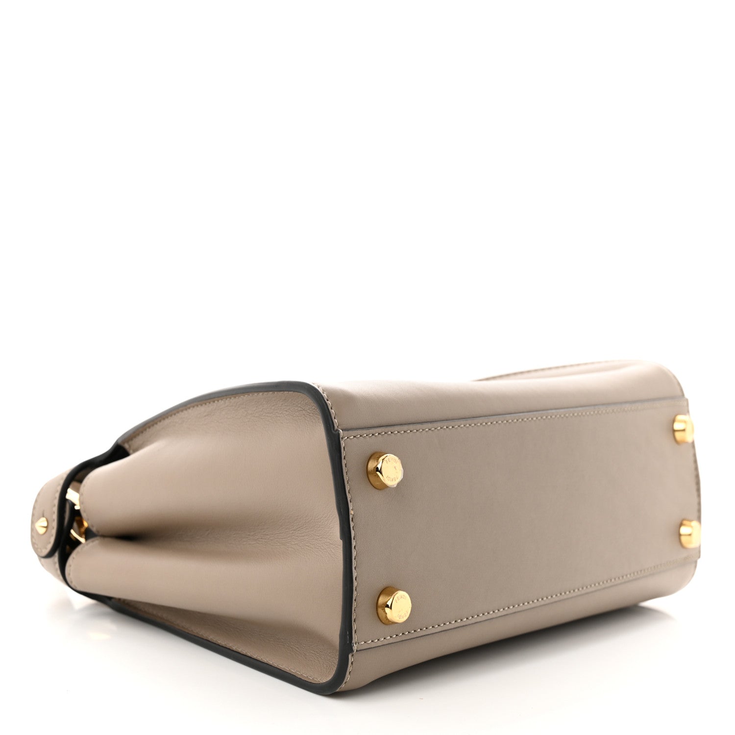 Fendi Vitello Tahiti Burro Medium Peekaboo Iconic Essentially Satchel Tortora Black 4 of 11