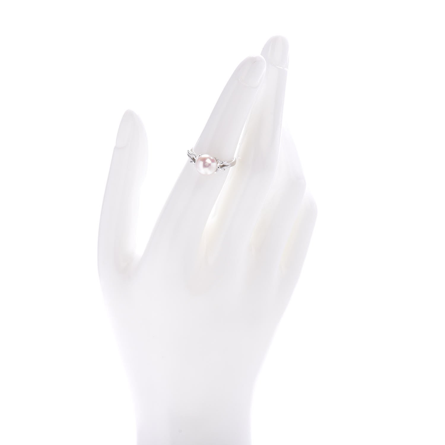 Mikimoto Platinum Akoya Pearl 8mm Bow Ring 51 5.75 2 of 5