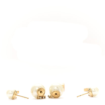 Christian Dior Pearl Crystal Star Tribale Dangle Chain Earrings Gold 3 of 4