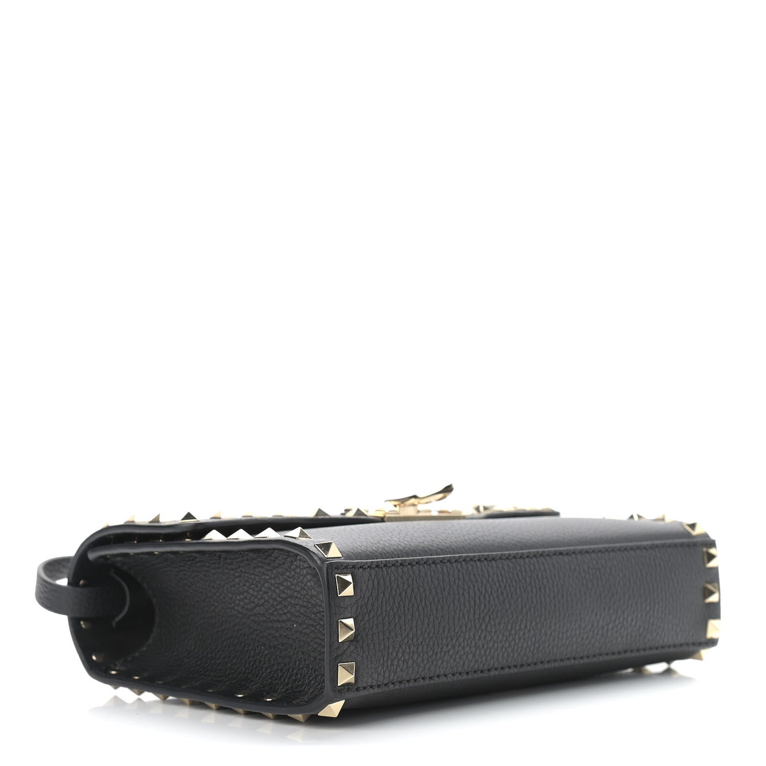 Valentino Garavani Pebbled Calfskin Medium Rockstud Flip Lock Crossbody Bag Black 4 of 9