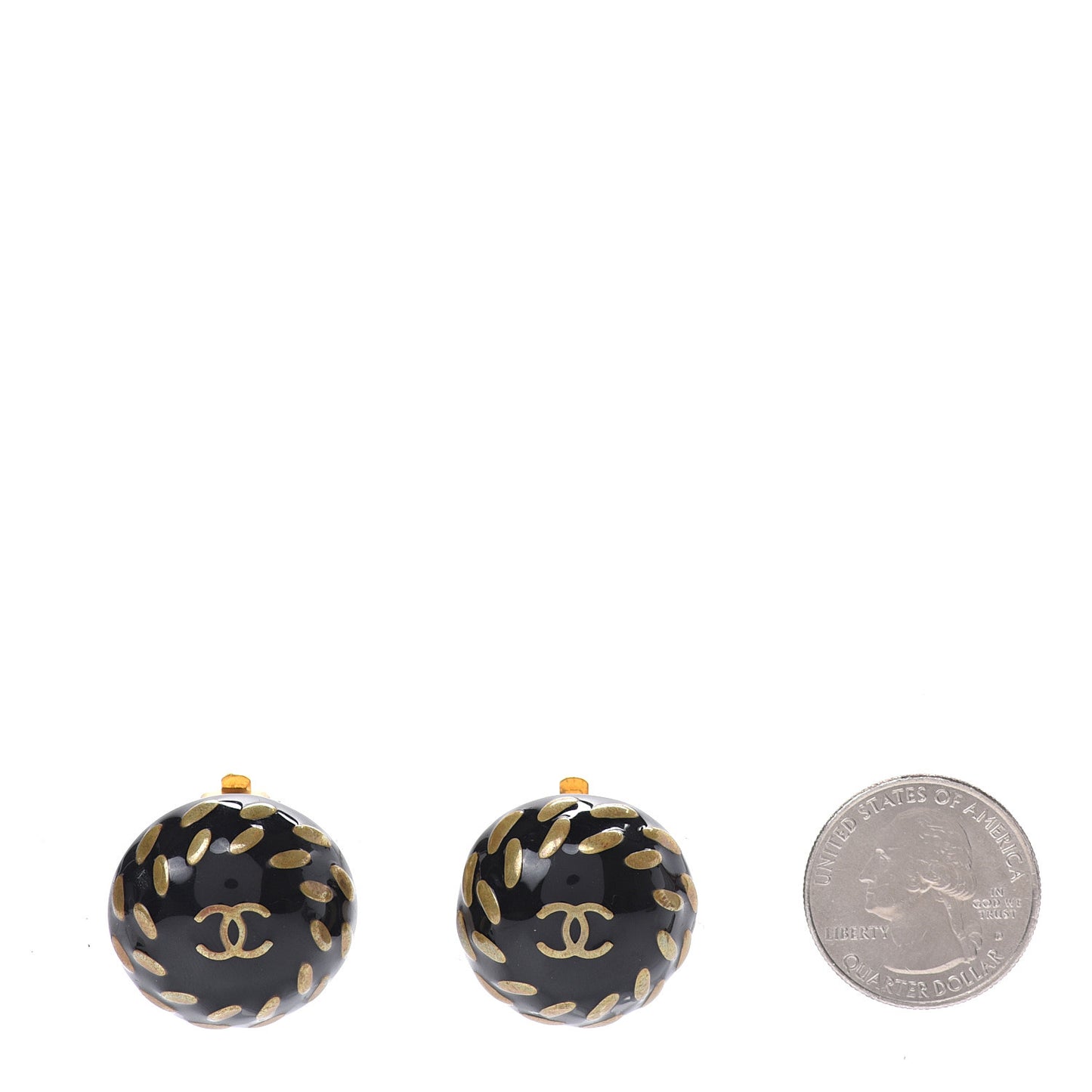 Resin CC Clip On Earrings Black Gold