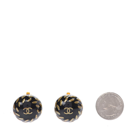 Chanel Resin CC Clip On Earrings Black Gold 2 of 5