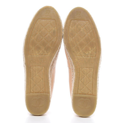 Chanel Lambskin CC Espadrilles 37 Beige Black 5 of 10