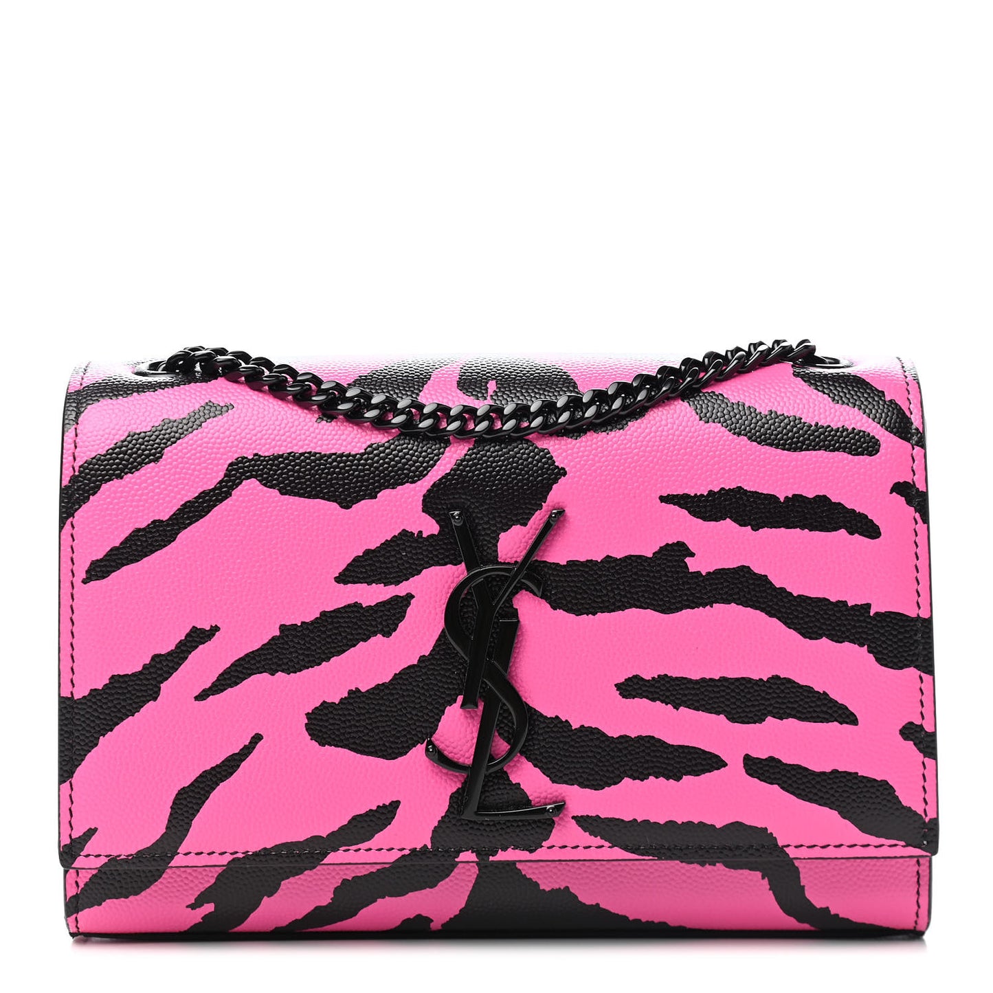 Grain De Poudre Zebra Print Small Monogram Kate Satchel Fuxia Black