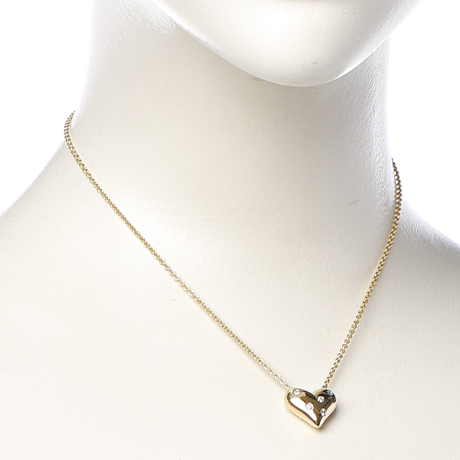 Tiffany 18K Yellow Gold Platinum Diamond Etoile Heart Pendant Necklace 2 of 7