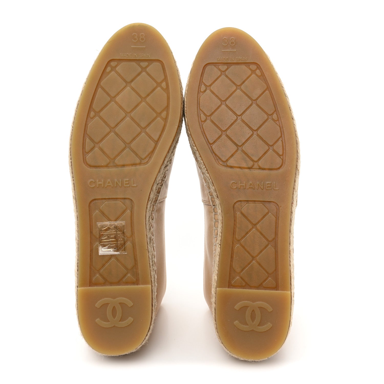 Chanel Lambskin CC Espadrilles 38 Beige Black 5 of 8
