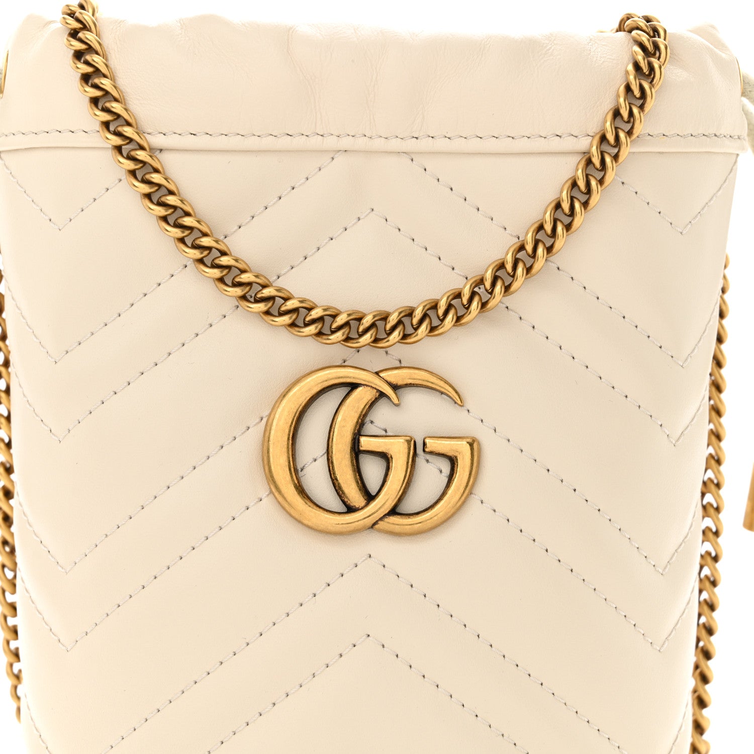 Gucci Calfskin Matelasse Mini GG Marmont 2.0 Bucket Bag White 8 of 10