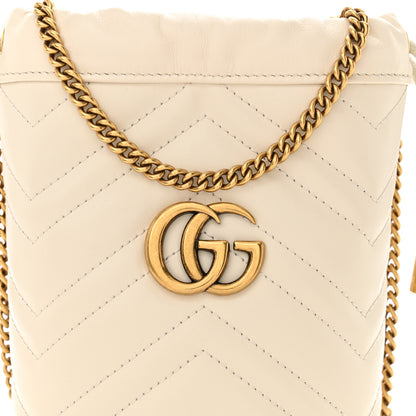 Gucci Calfskin Matelasse Mini GG Marmont 2.0 Bucket Bag White 8 of 10