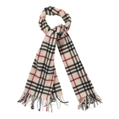 Burberry Cashmere Giant Heritage Check Fringe Scarf Camel 1 of 4