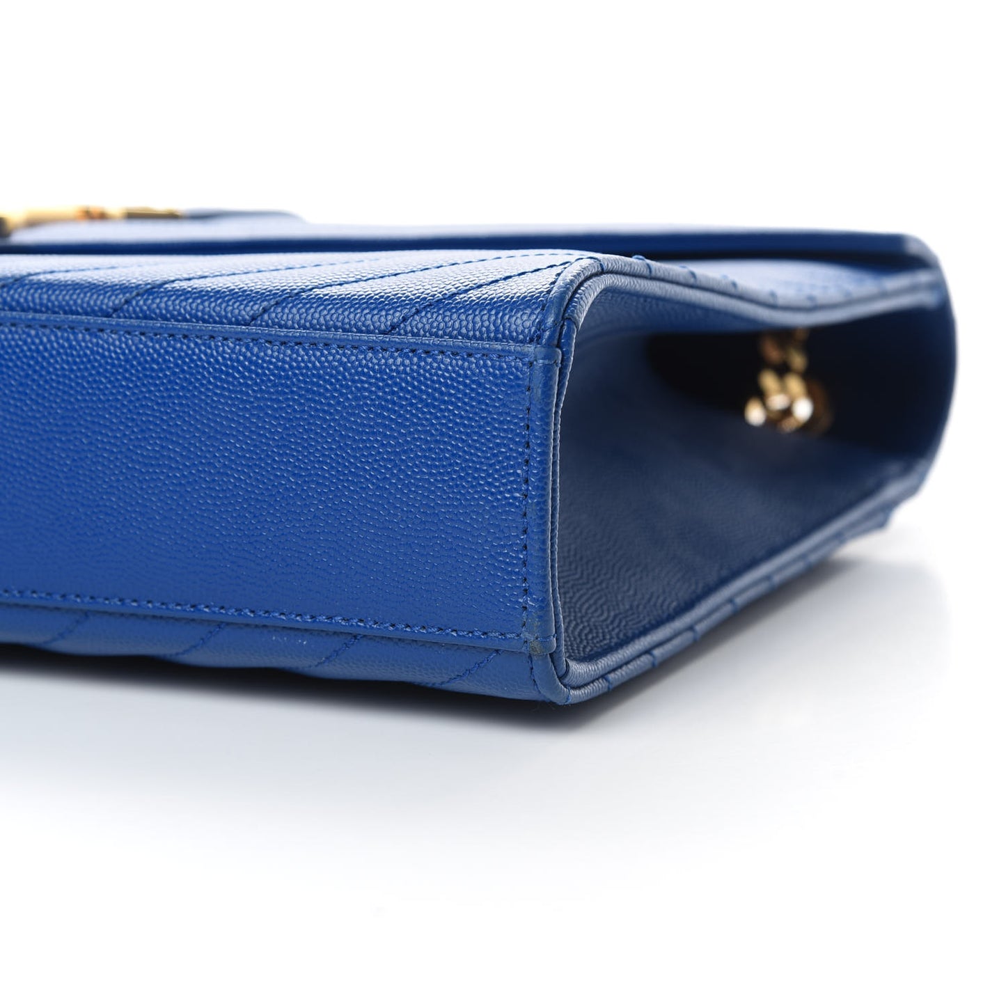 Grain De Poudre Matelasse Chevron Large Monogram Satchel Blue Majorelle