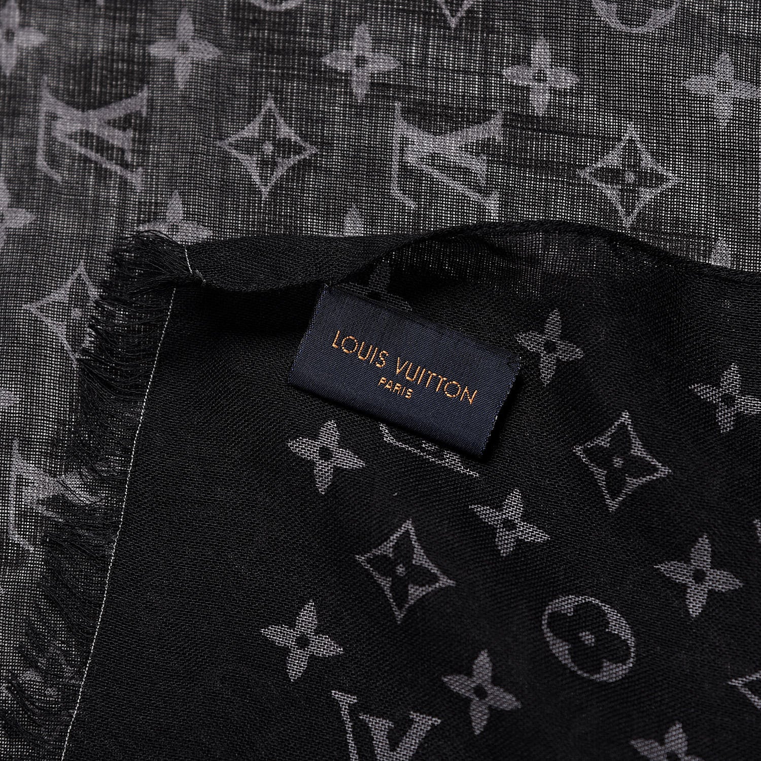 Louis Vuitton Silk Cashmere Monogram Split Stole Black 4 of 5