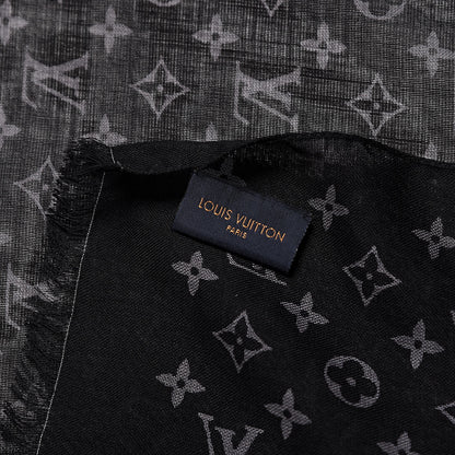 Louis Vuitton Silk Cashmere Monogram Split Stole Black 4 of 5