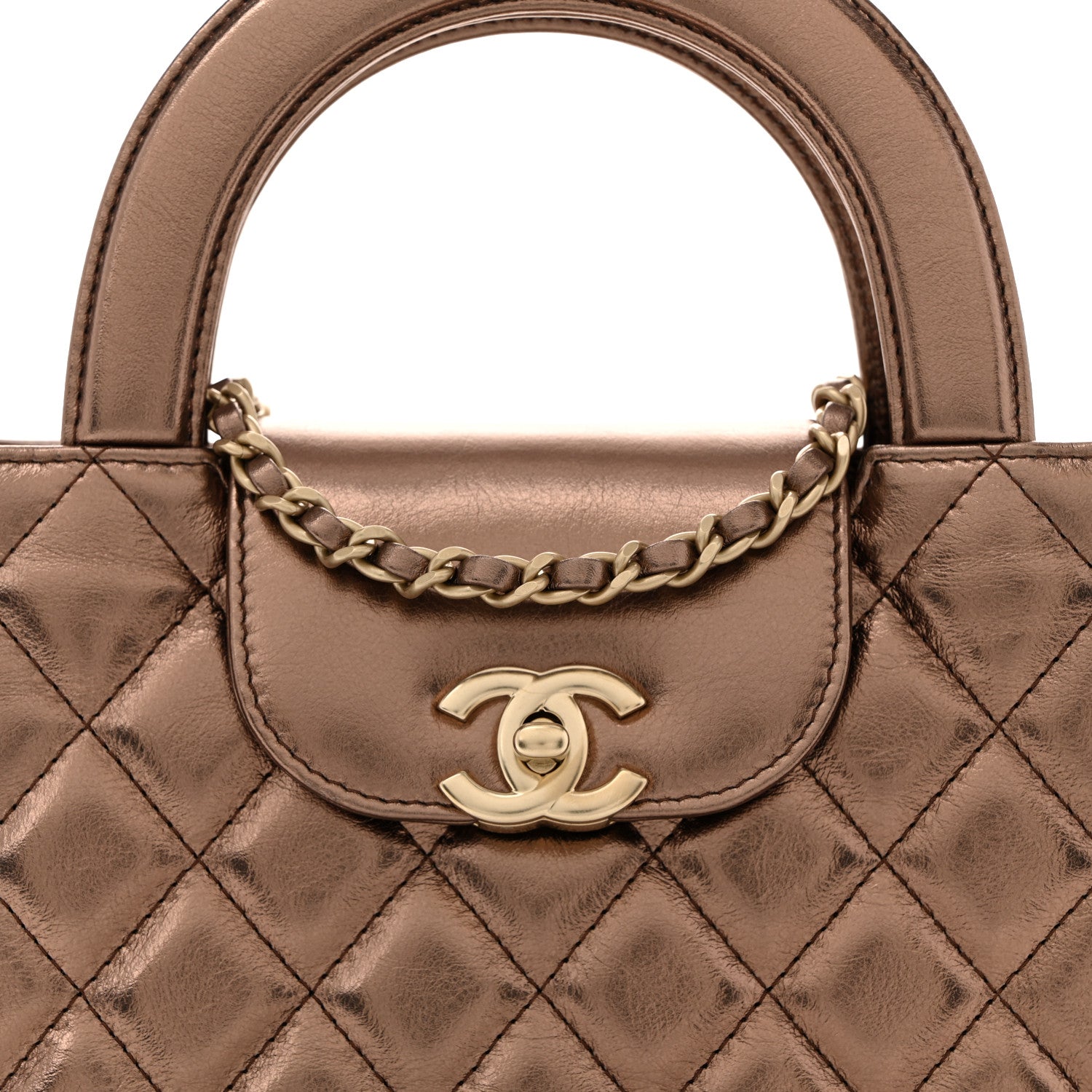 Chanel Metallic Aged Calfskin Quilted Nano Kelly Shopper Light