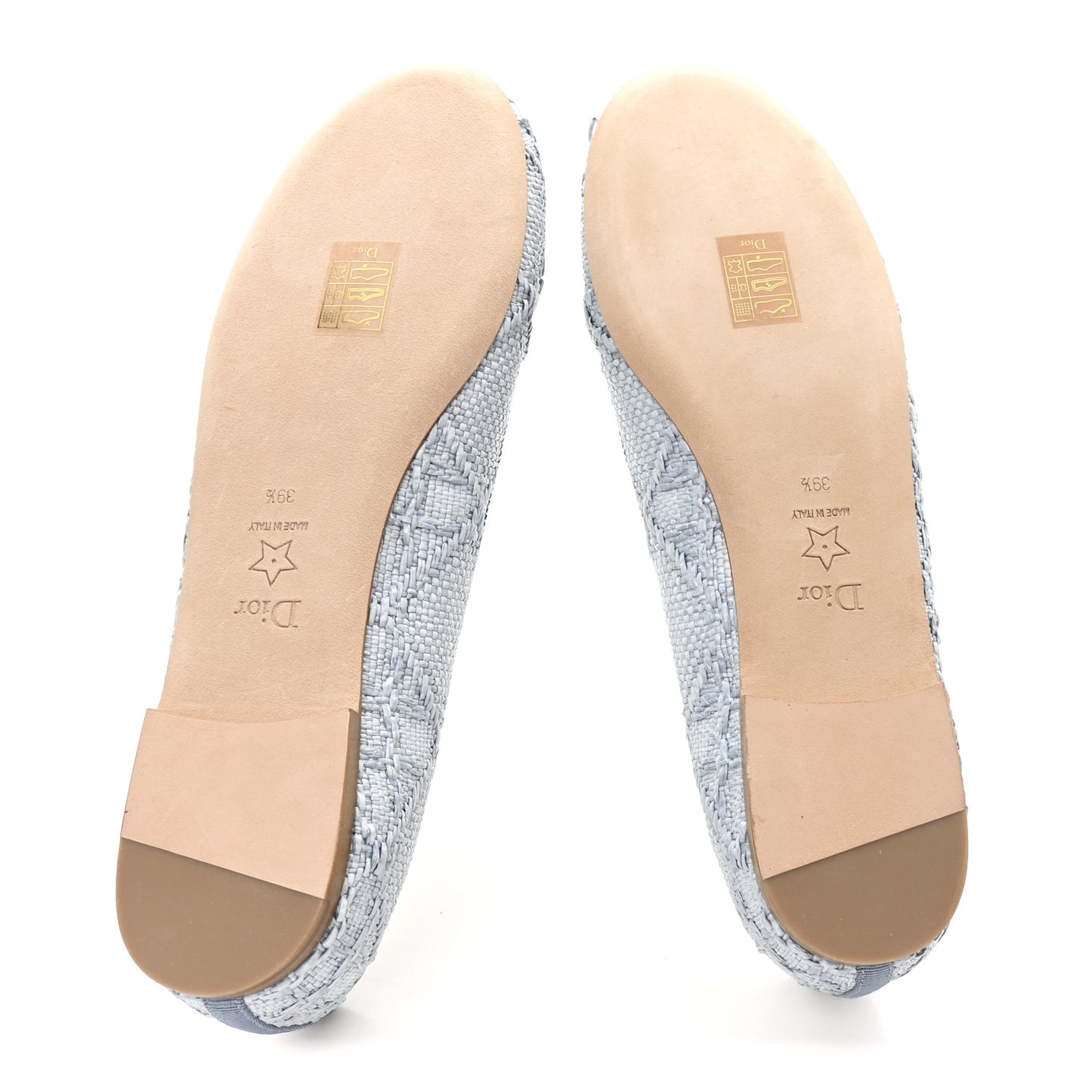 Raffia Cannage Ballet Flat 39.5 Bleu Pastel