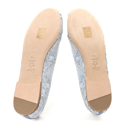 Christian Dior Raffia Cannage Ballet Flat 39.5 Bleu Pastel 6 of 9