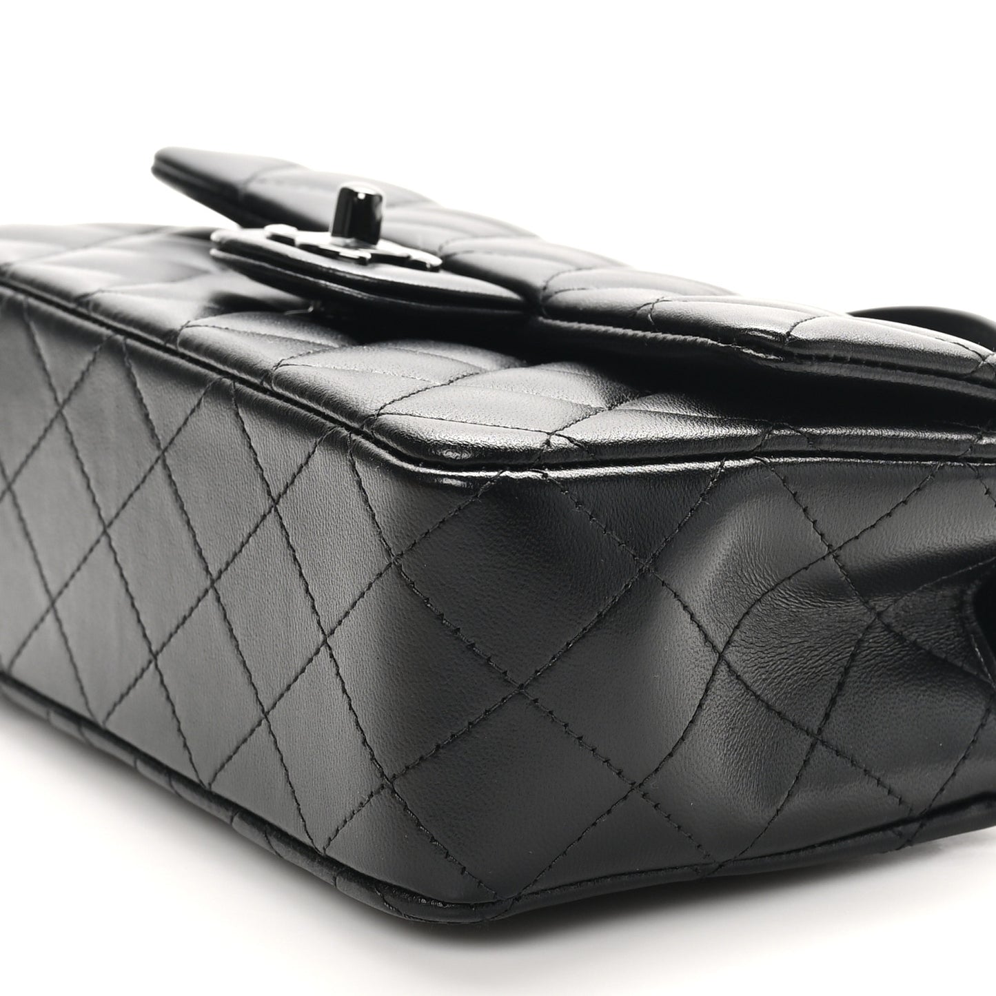 Lambskin Quilted Mini Top Handle Rectangular Flap So Black