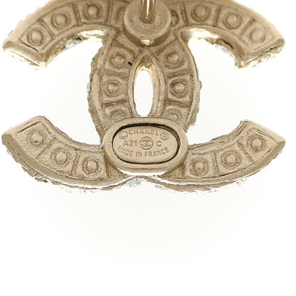 Chanel Pearl Crystal CC Earrings Light Gold 4 of 4