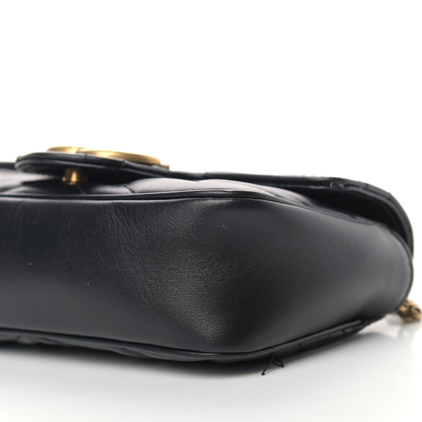 Calfskin Matelasse Super Mini GG Marmont Shoulder Bag Black