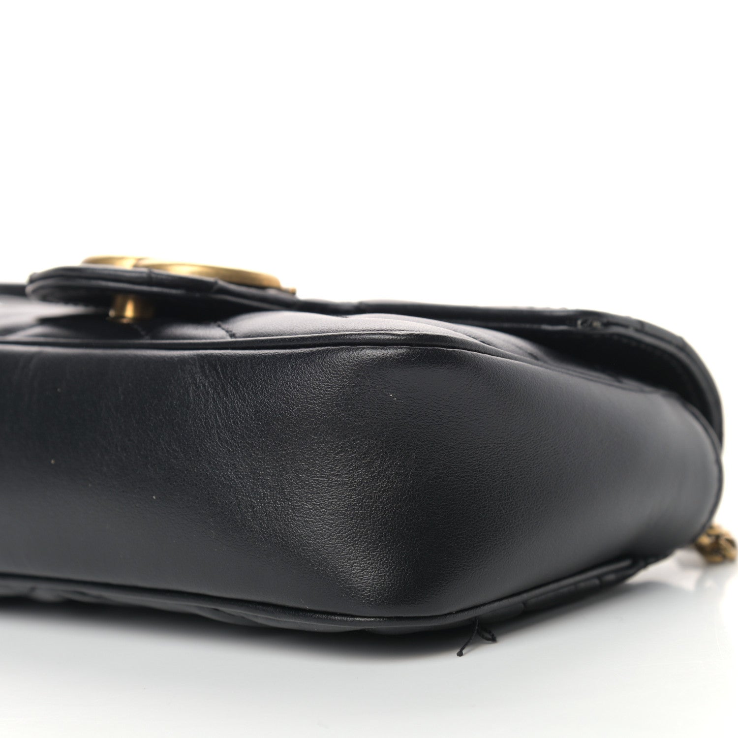 Gucci Calfskin Matelasse Super Mini GG Marmont Shoulder Bag Black 9 of 10