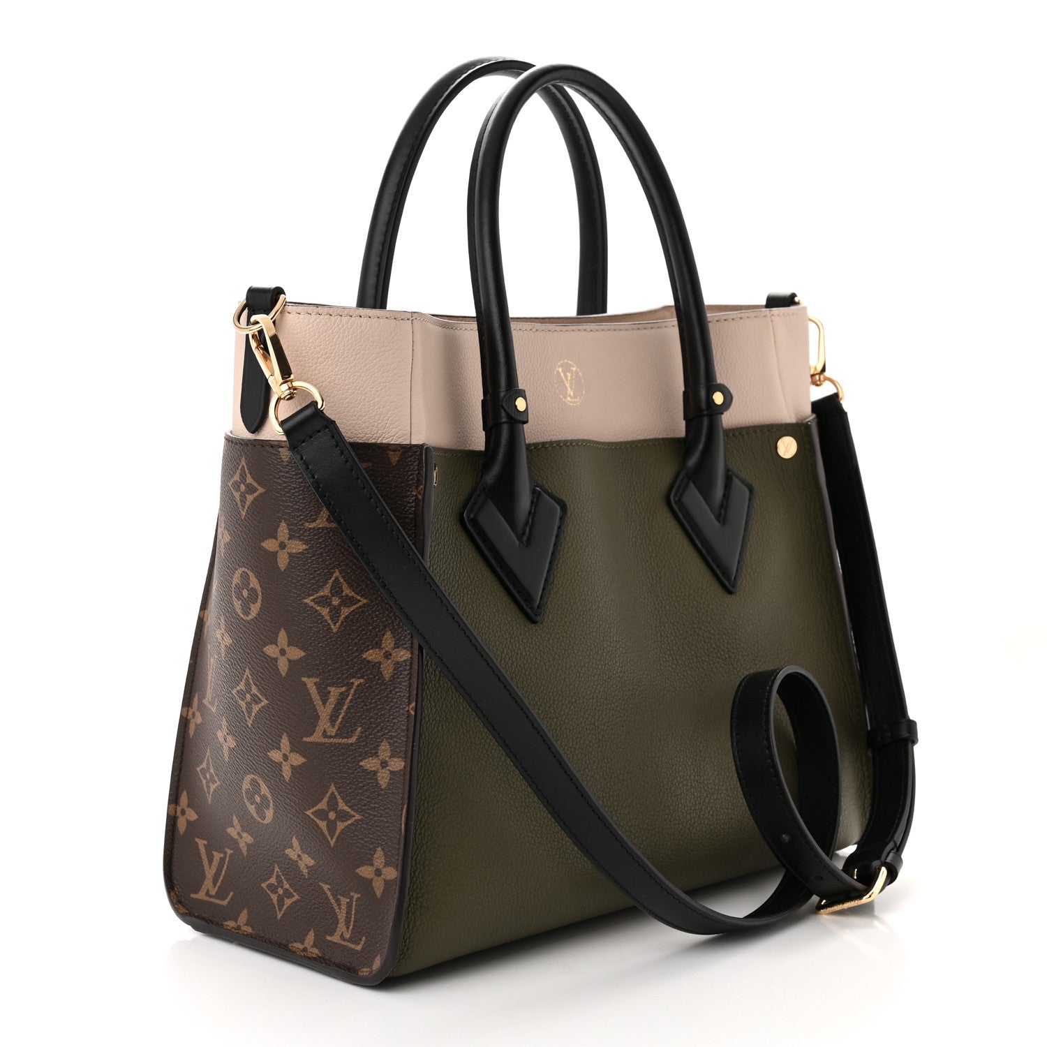 Louis Vuitton Calfskin Monogram On My Side MM Laurier Green Toffee Latte Beige 3 of 9