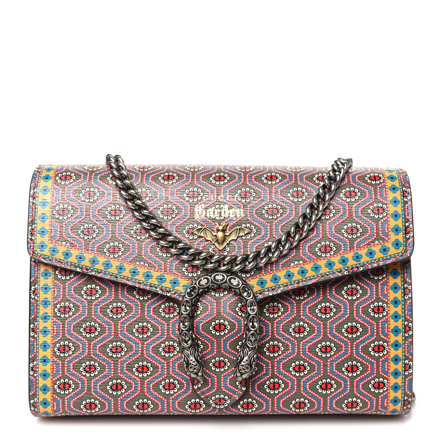 Azalea Calfskin Crystal Printed Garden Dionysus Chain Wallet Multicolor