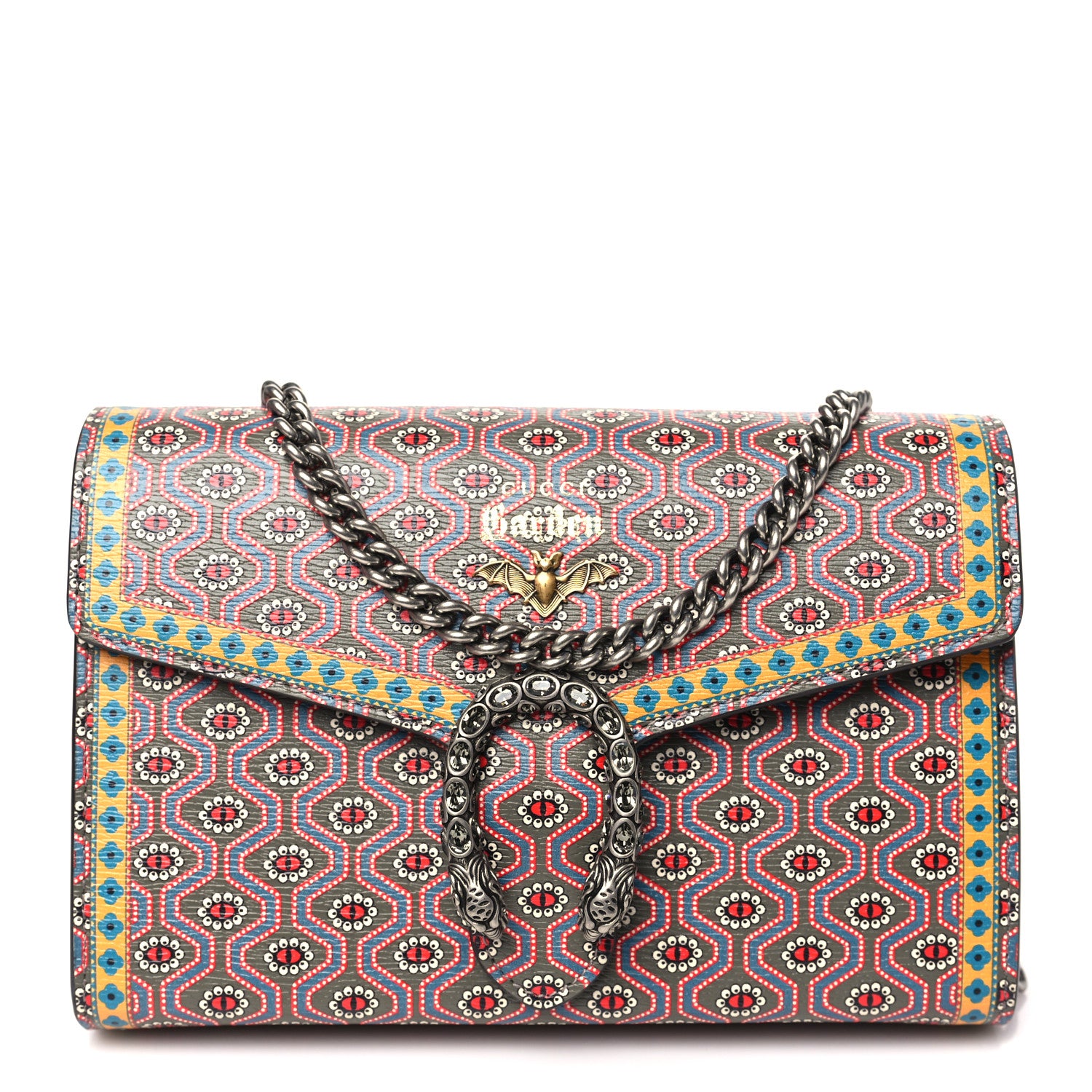 Gucci Azalea Calfskin Crystal Printed Garden Dionysus Chain Wallet Multicolor 1 of 12