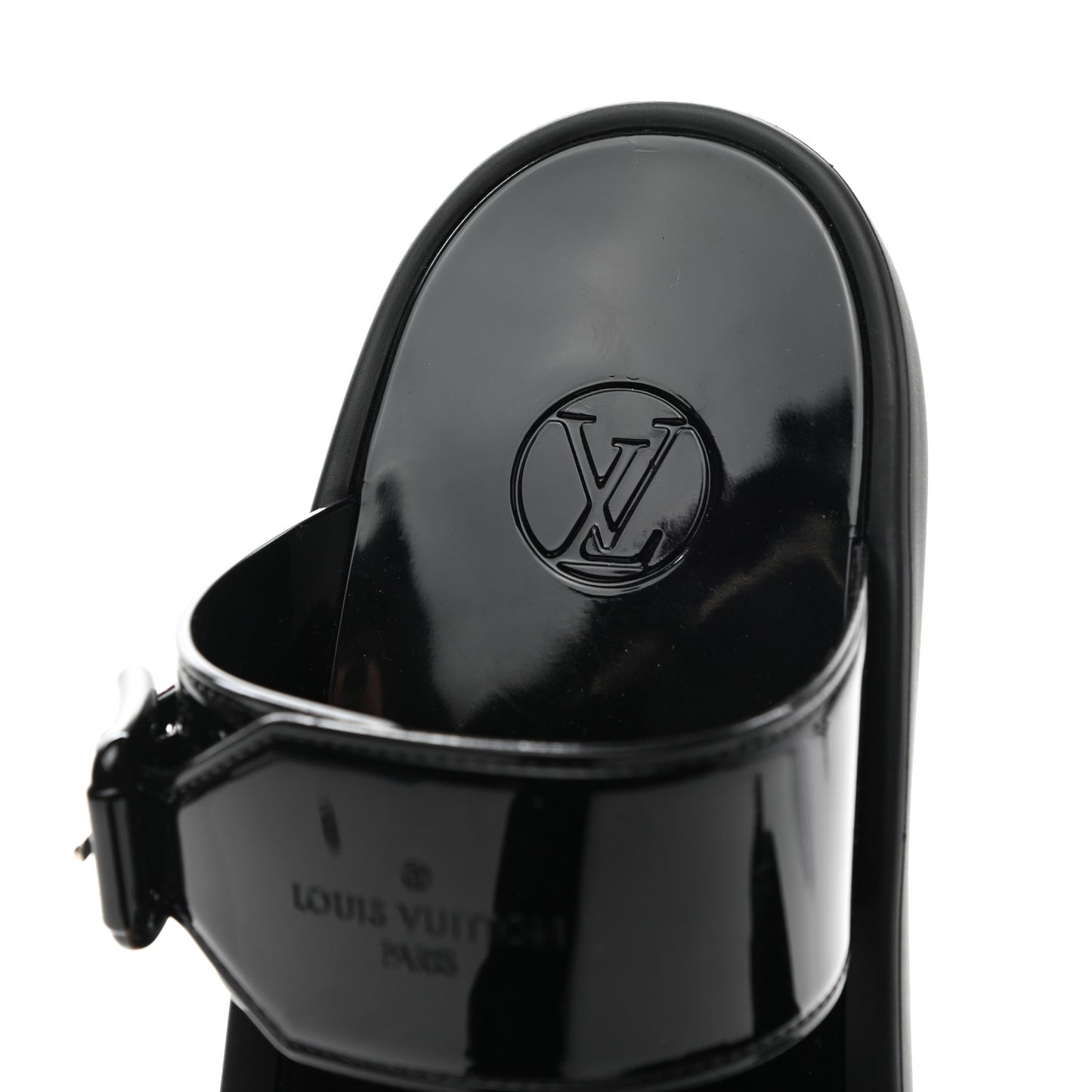 Monogram Sunbath Flat Mule Sandals 40 Black