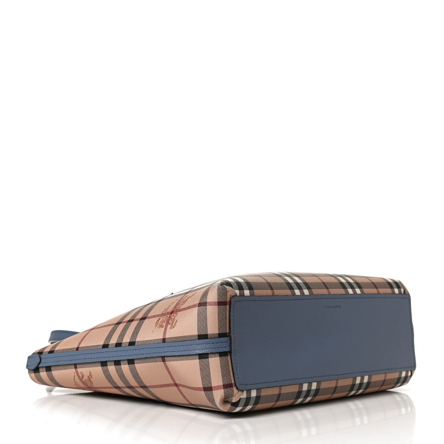 Burberry Calfskin Haymarket Check Small Reversible Tote Slate Blue 5 of 23