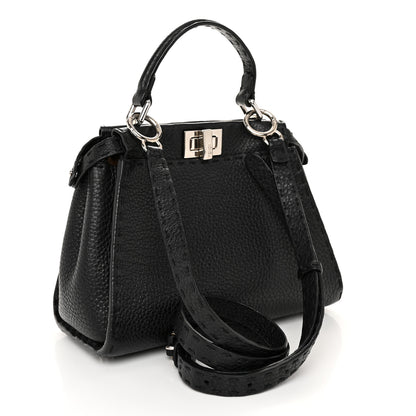 Fendi Cuoio Romano Selleria Bi-Color Mini Peekaboo Iconic Satchel Black Mou 3 of 11