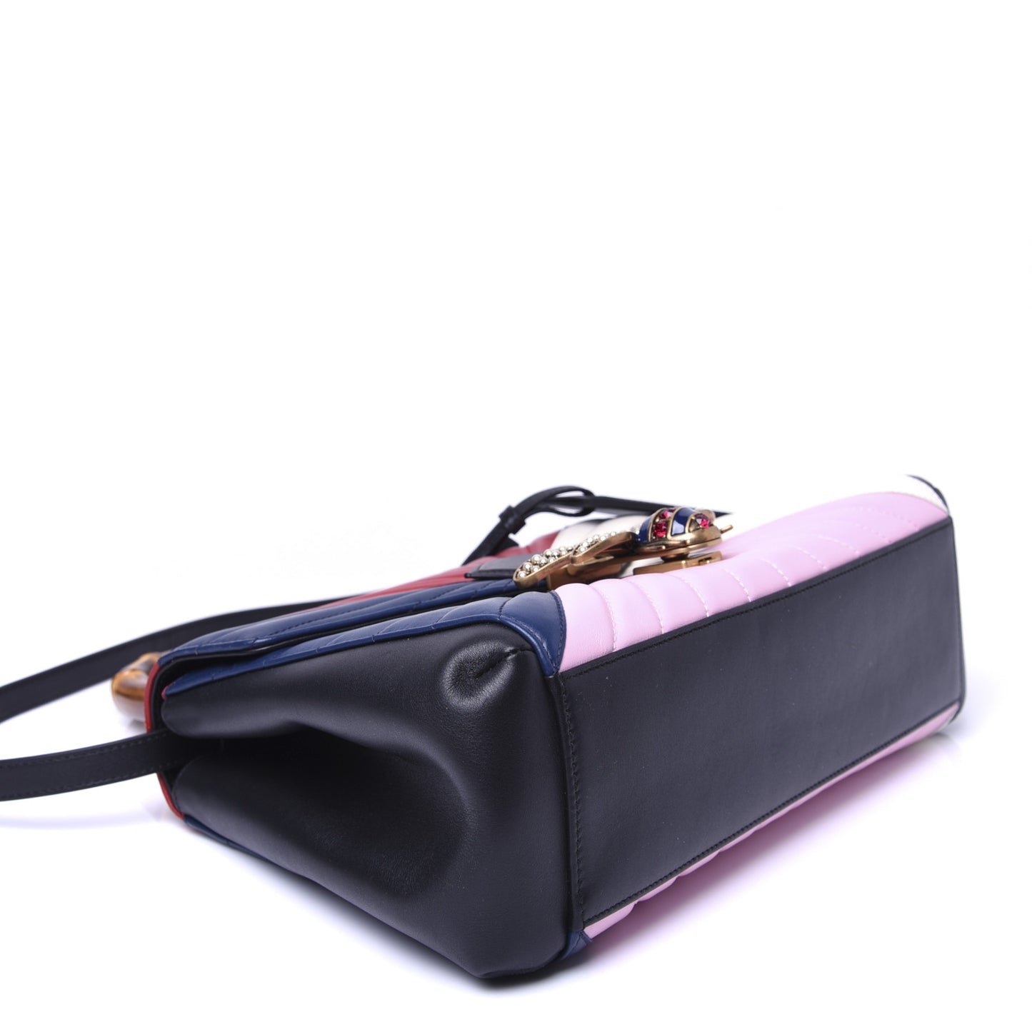 Calfskin Bamboo Trapuntata Queen Margaret Top Handle Bag Blue Agata Hibiscus Red Mystic White Sugar Pink