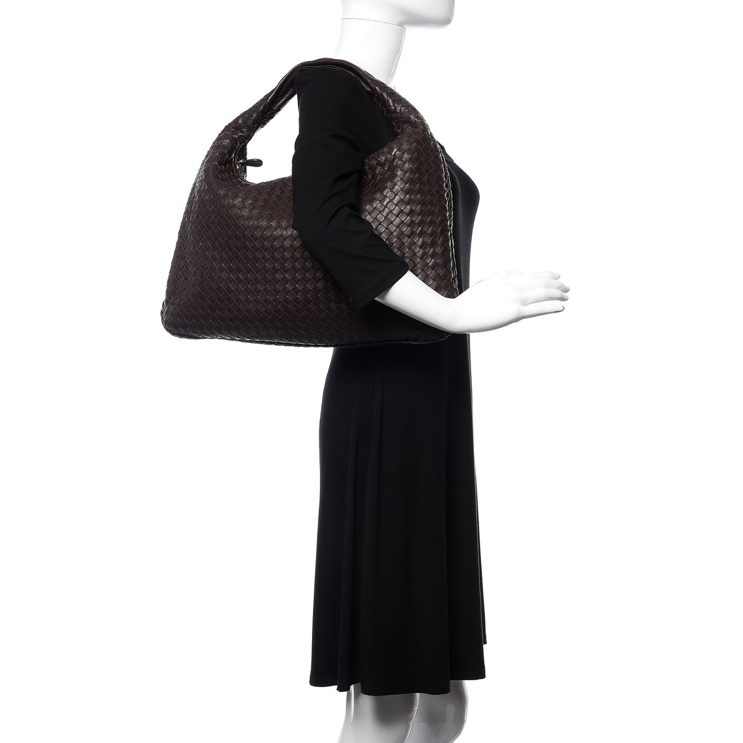 Nappa Intrecciato Large Veneta Hobo Ebano