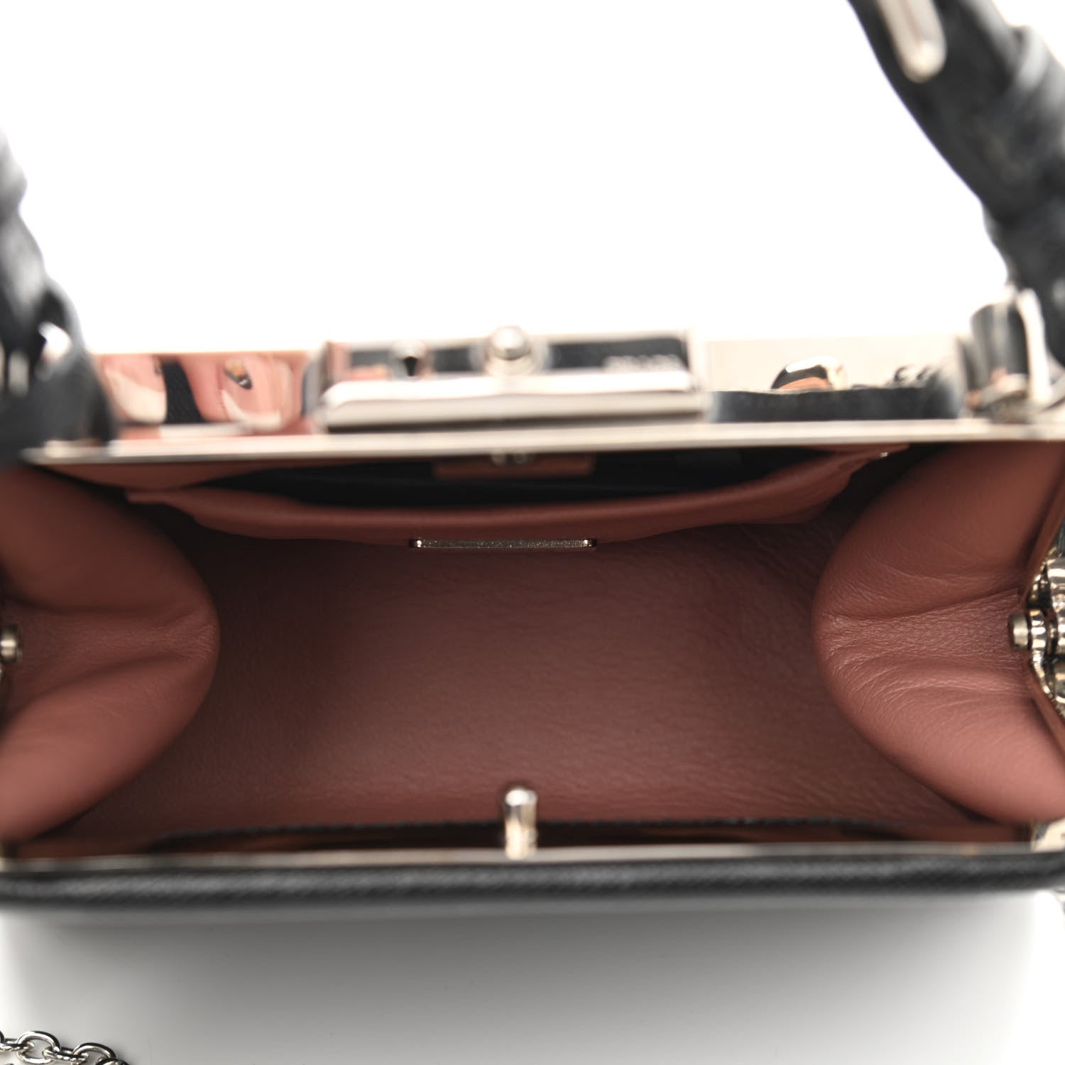 Prada Saffiano Top Handle Frame Bag Black 5 of 9