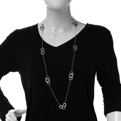 Tiffany Sterling Silver 1837 Interlocking Circles Station Long Necklace 3 of 4