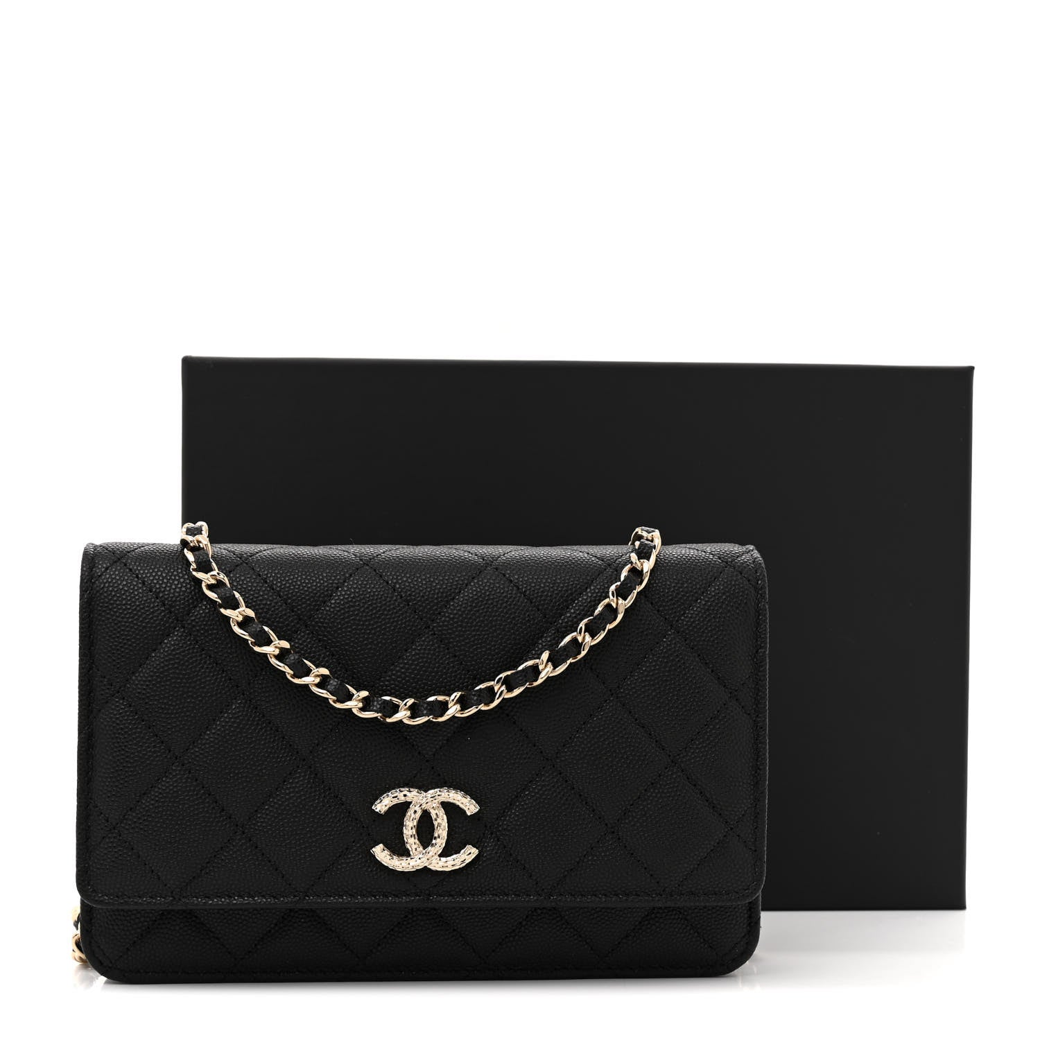 Chanel Caviar Quilted Studded CC Wallet on Chain WOC Black 11 of 11