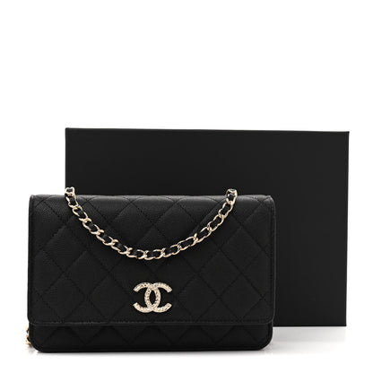 Chanel Caviar Quilted Studded CC Wallet on Chain WOC Black 11 of 11