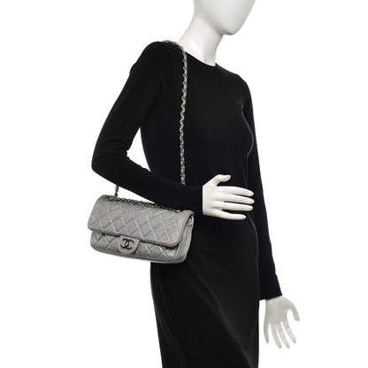 Chanel Metallic Jersey Quilted Medium Single Flap Grey 2 of 8
