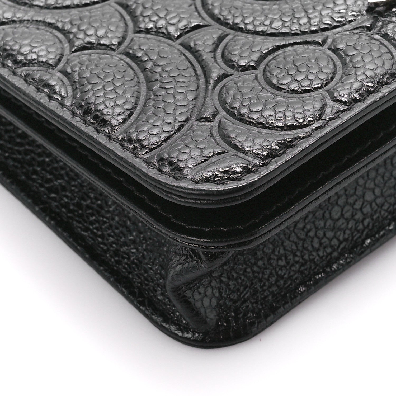 Chanel Caviar Camellia Embossed Chain Belt Bag Black 9 of 11