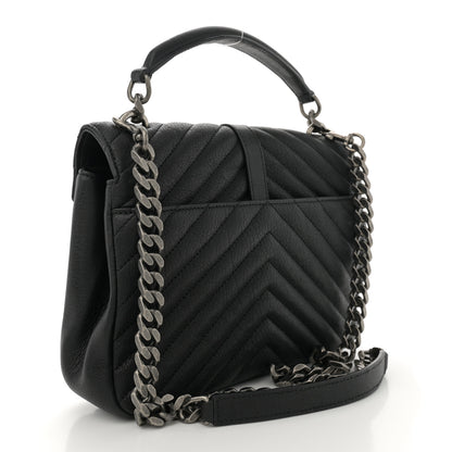 Saint Laurent Sheepskin Matelasse Chevron Monogram Medium College Bag Black 3 of 12