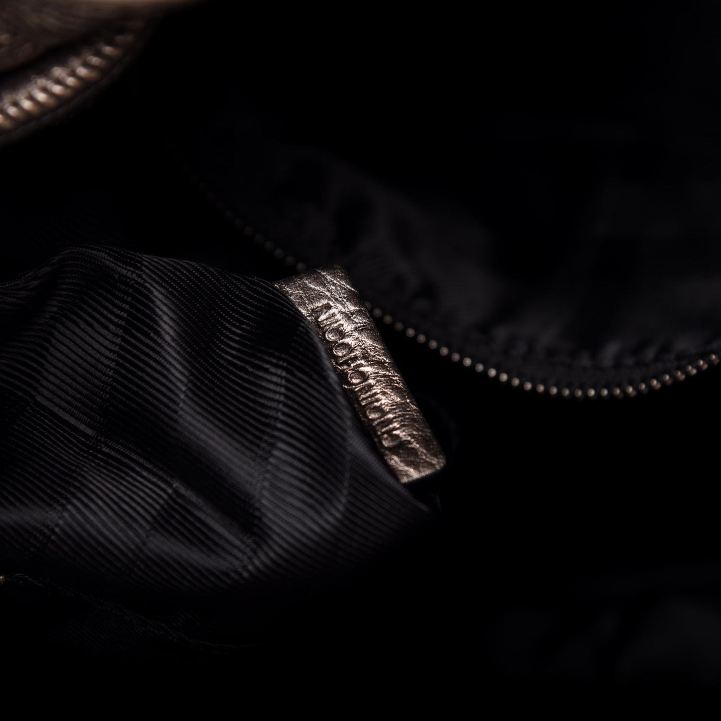 Metallic Calfskin House Check Hobo Pewter